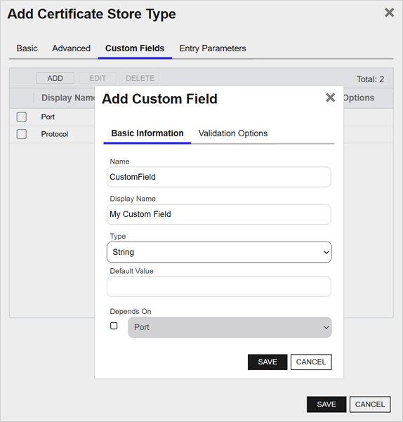 Certificate Store Type Operations