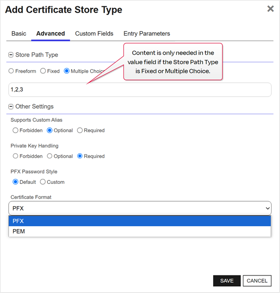 Certificate Store Type Operations