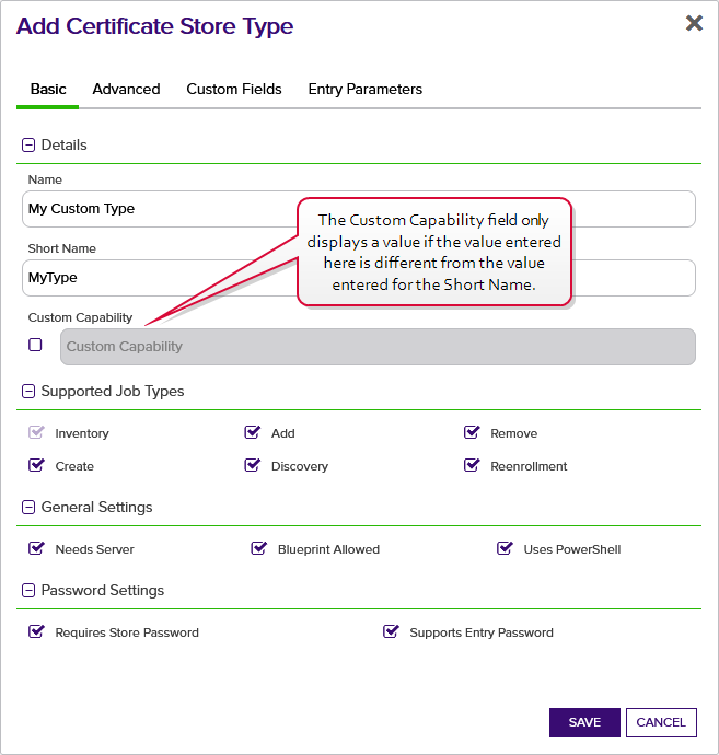 Certificate Store Type Operations