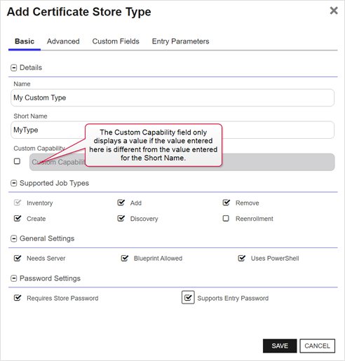 Certificate Store Type Operations