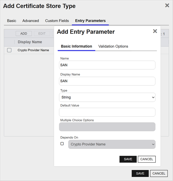 Certificate Store Type Operations