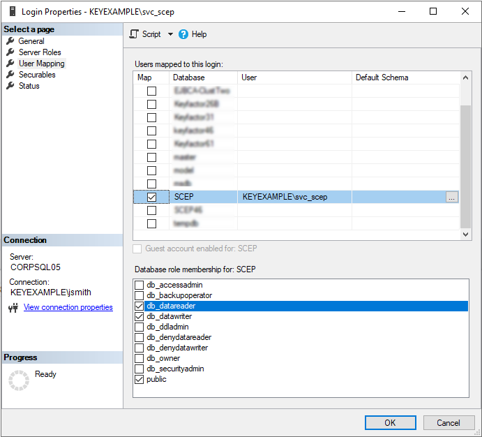 Using a SQL Database for SCEP (Optional)